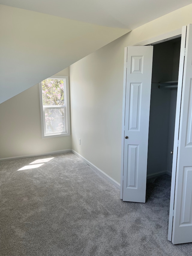 additional living space featuring baseboards and carpet flooring