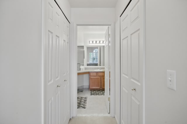 hallway with a sink