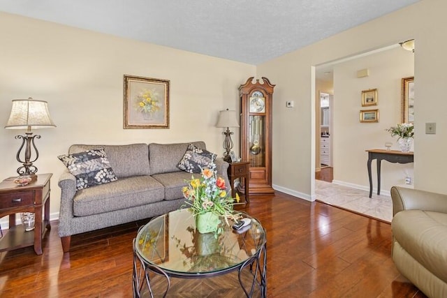 living room with baseboards and hardwood / wood-style floors