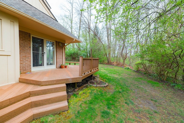 view of yard with a deck