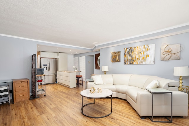 living room featuring recessed lighting and light wood-type flooring