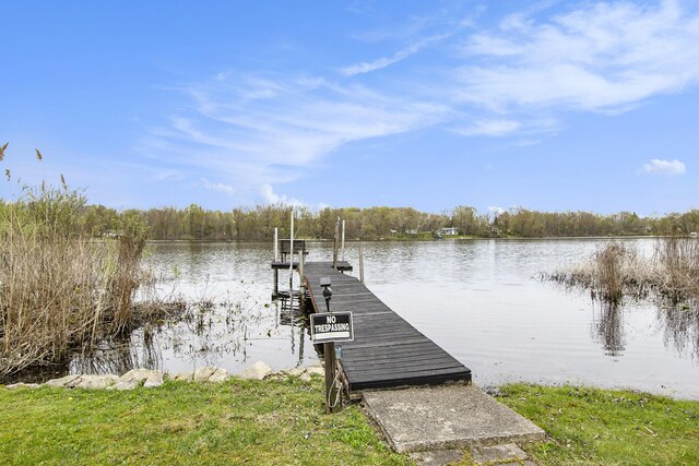 dock area featuring a water view