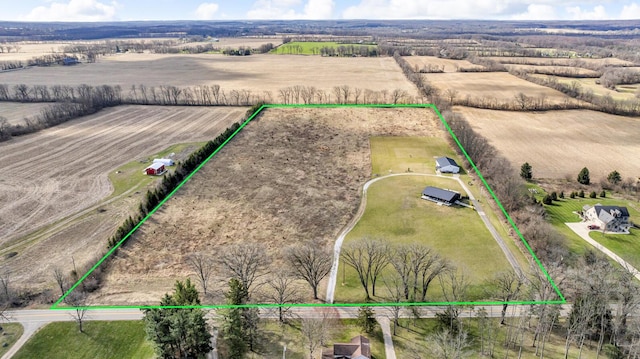 bird's eye view featuring a rural view