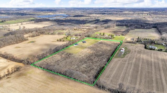 bird's eye view with a rural view