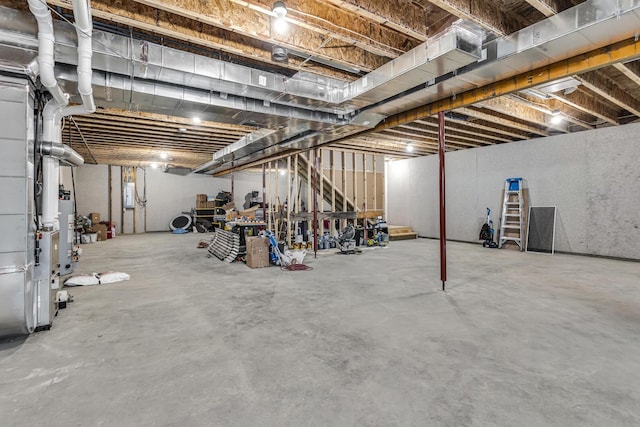 unfinished below grade area with gas water heater