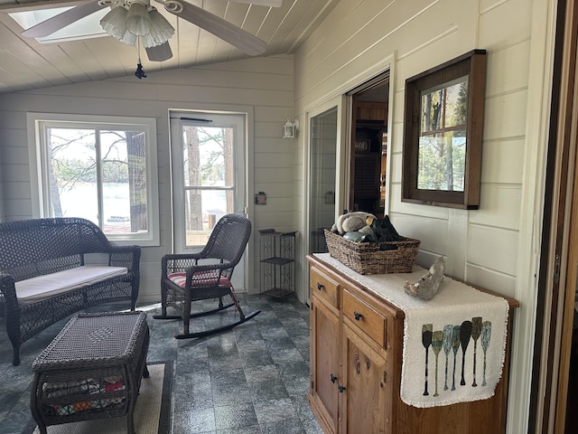 sunroom with a skylight