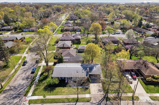 aerial view with a residential view