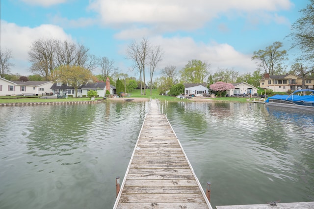 dock featuring a residential view and a water view