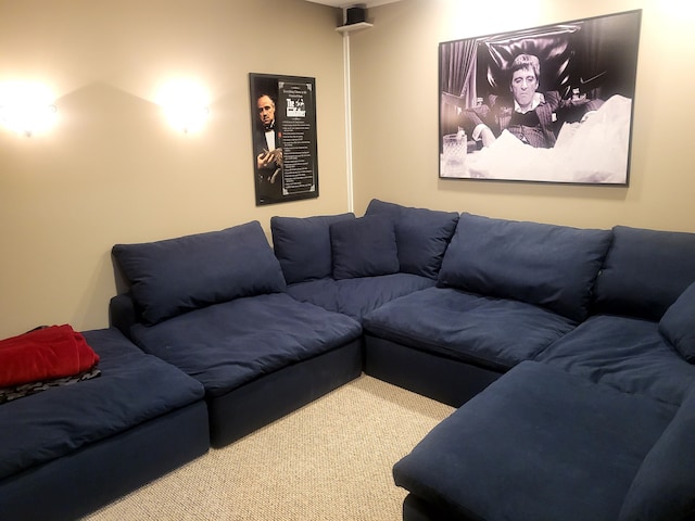 living room with carpet