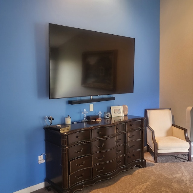bedroom with baseboards and carpet floors
