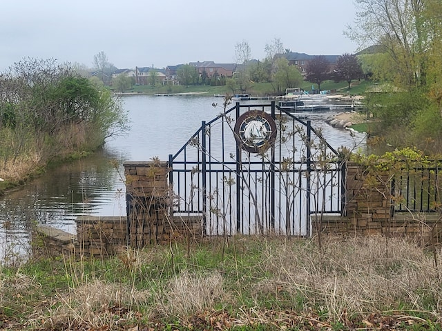 exterior space with a water view
