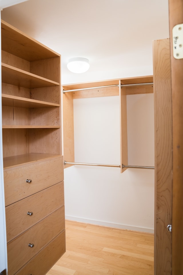 spacious closet featuring light wood finished floors