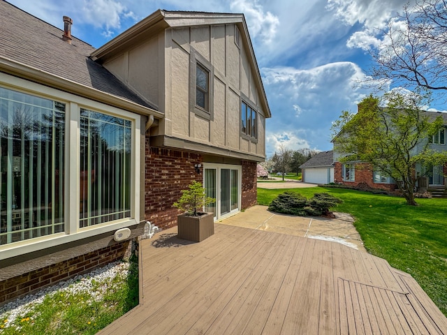 deck featuring a lawn