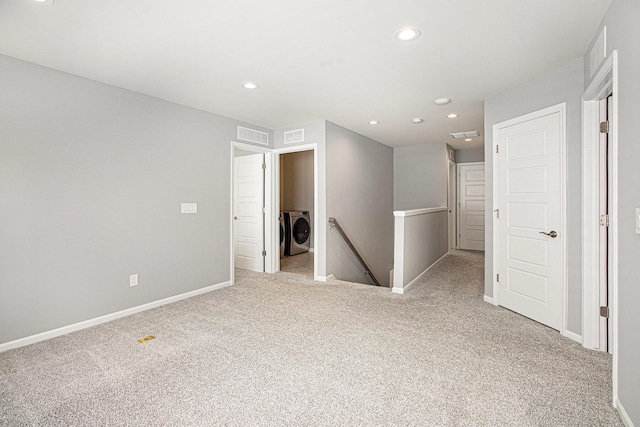 interior space with baseboards, carpet flooring, and recessed lighting