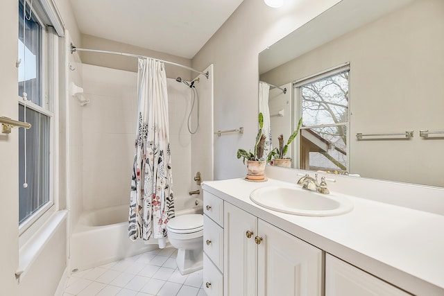 2204 Rivenoak Ct, Ann Arbor, MI 48103 - full bathroom with toilet, tile patterned floors, shower / bathtub combination with curtain, and vanity