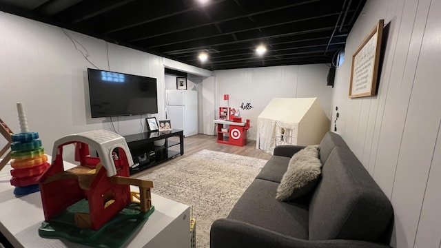 living room with wood finished floors