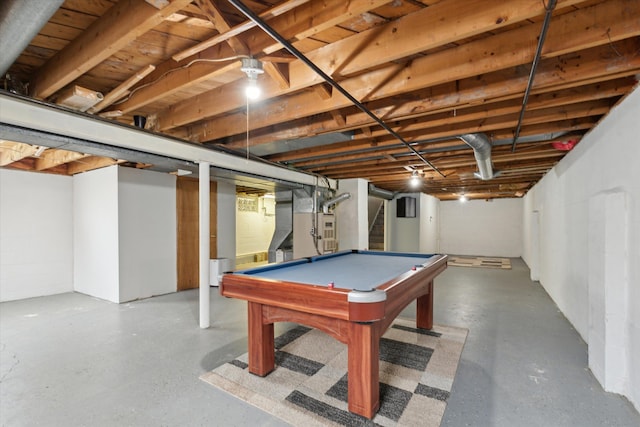 game room featuring concrete flooring and pool table
