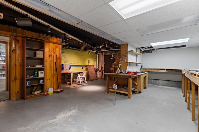 below grade area featuring a workshop area