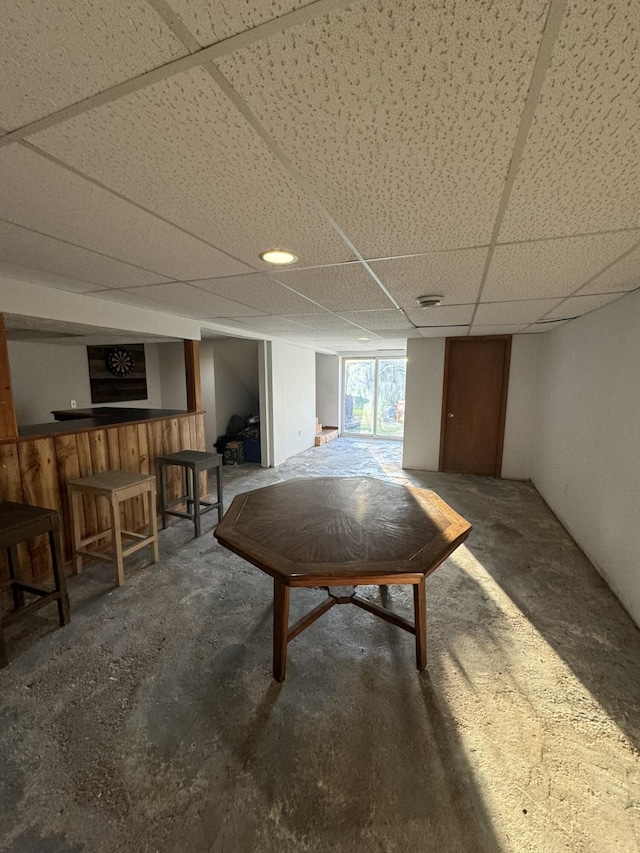 307 N Court St, Stanton, MI 48888 - below grade area with carpet and a paneled ceiling