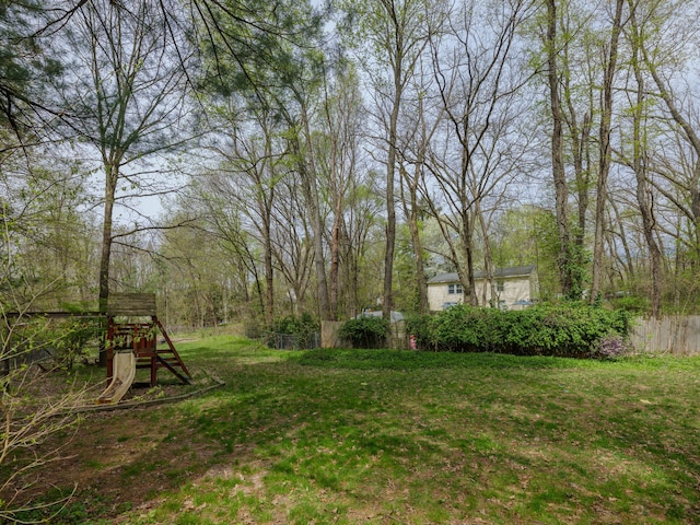 view of yard with a playground