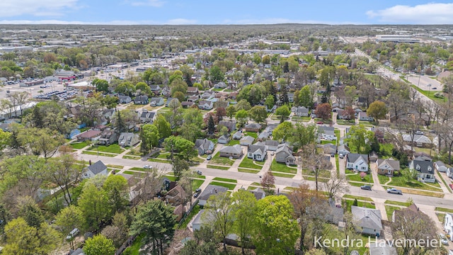 aerial view with a residential view