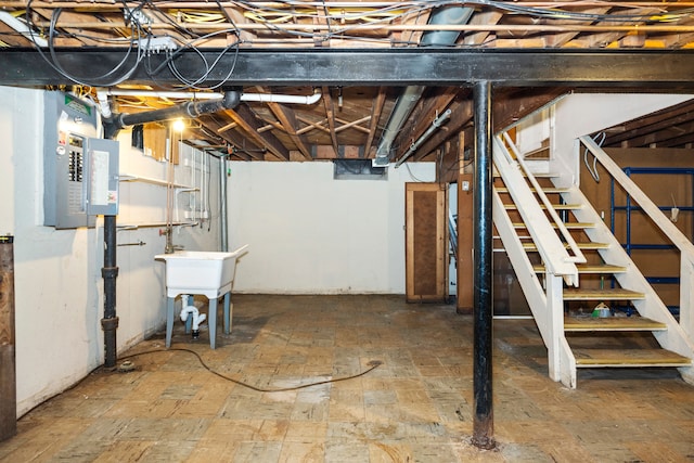 19157 Macarthur, Redford, MI 48240 - unfinished basement with electric panel and stairs