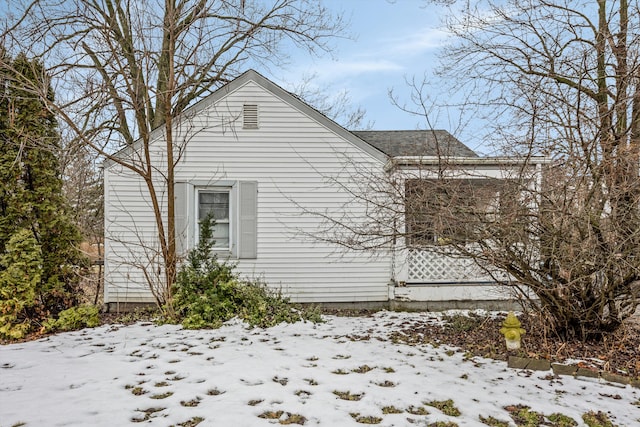 view of snow covered exterior
