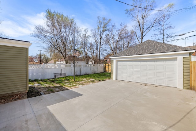 detached garage with fence