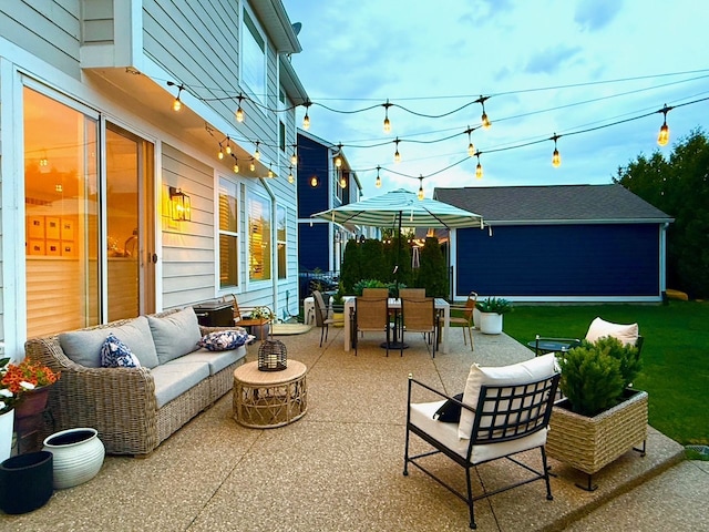 view of patio / terrace featuring outdoor lounge area and outdoor dining space