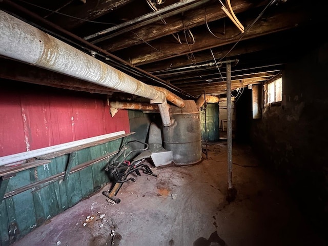 view of unfinished basement