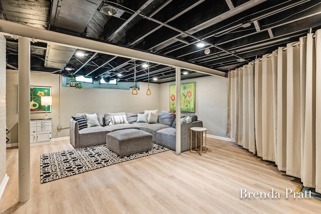 living room with wood finished floors