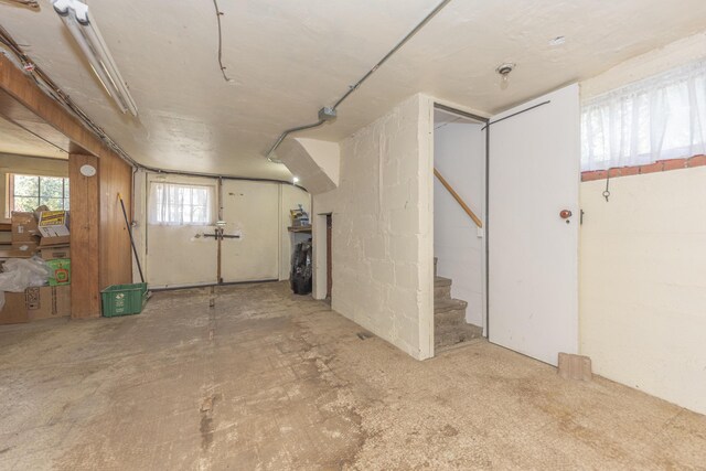 basement with stairs