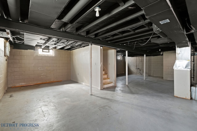 18626 Prevost St, Detroit, MI 48235 - basement with heating unit and stairs