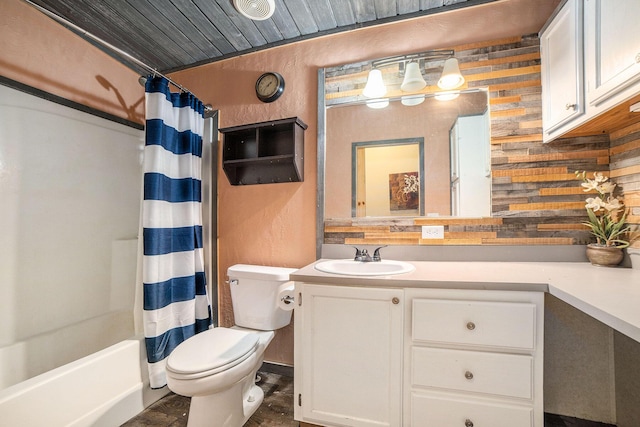5355 W Remus Rd, Mount Pleasant, MI 48858 - full bathroom with toilet, wood finished floors, shower / bath combo, and vanity
