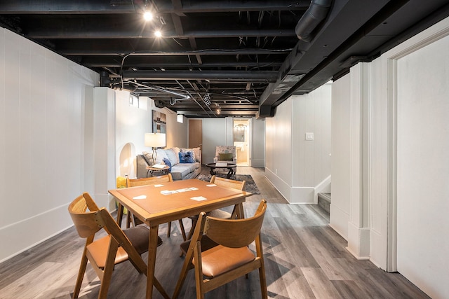 dining area featuring wood finished floors