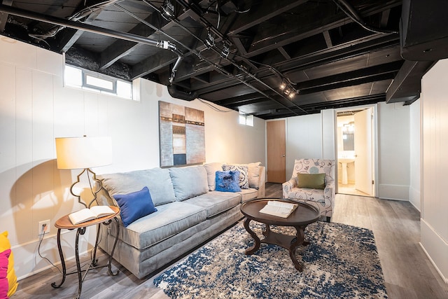 living area featuring wood finished floors