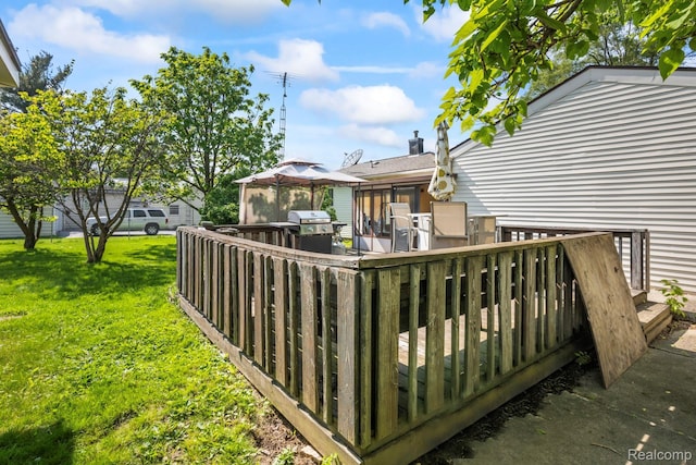 5304 E Frances Rd, Mount Morris, MI 48458 - wooden terrace with a gazebo and a yard