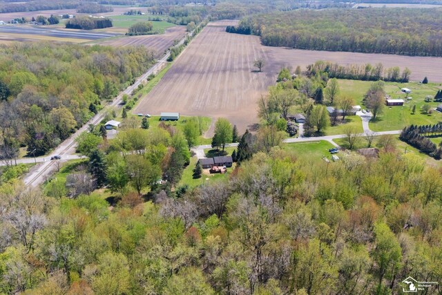 bird's eye view with a rural view