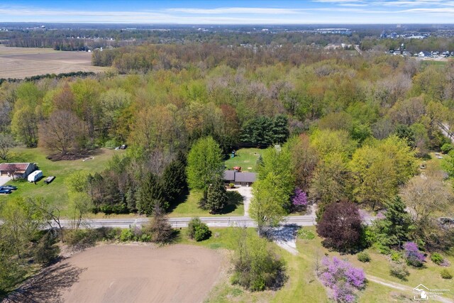 bird's eye view with a view of trees