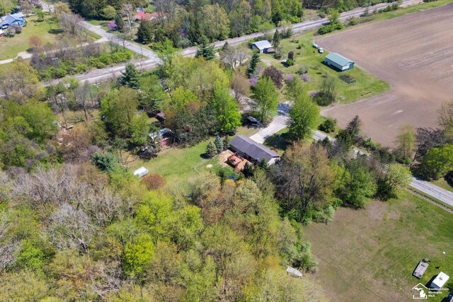 bird's eye view with a rural view