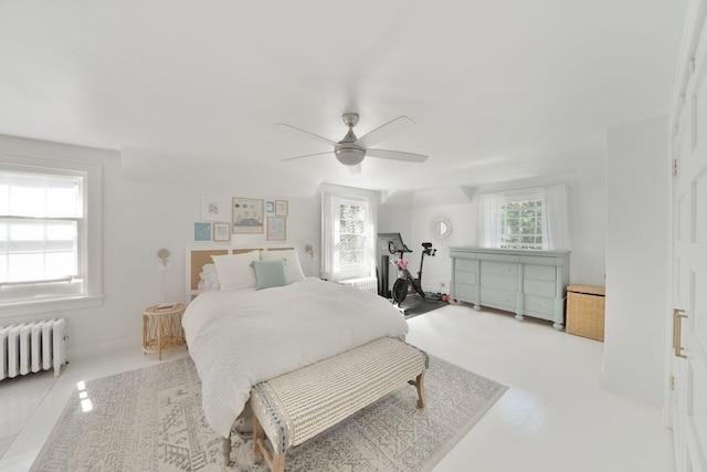 61412 Walnut St, Cassopolis, MI 49031 - bedroom featuring radiator, ceiling fan, and baseboards