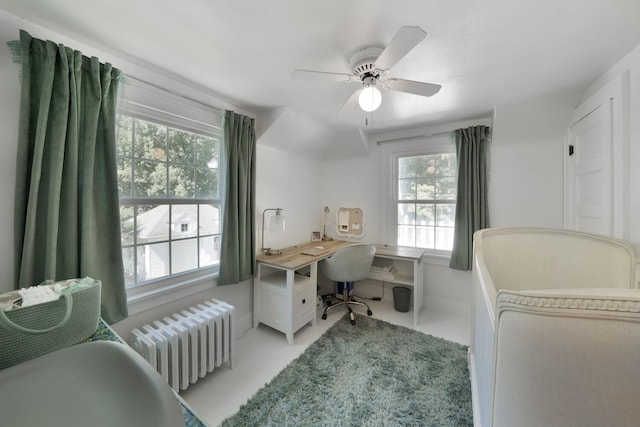 61412 Walnut St, Cassopolis, MI 49031 - bedroom with ceiling fan, multiple windows, and radiator