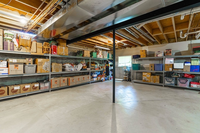 view of unfinished basement