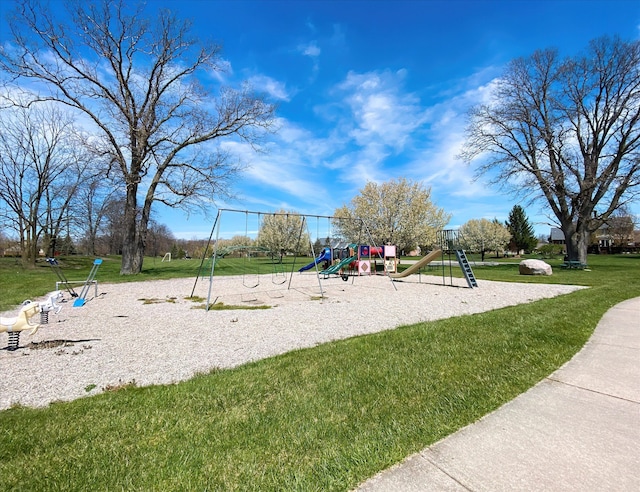 communal playground with a yard