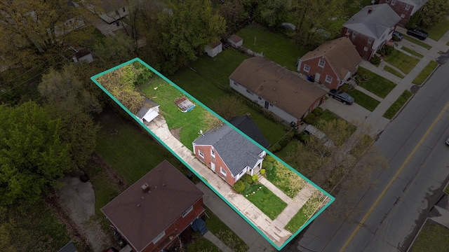 aerial view of property's location with property parcel outlined