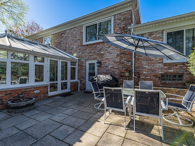 view of patio / terrace featuring french doors and outdoor dining area