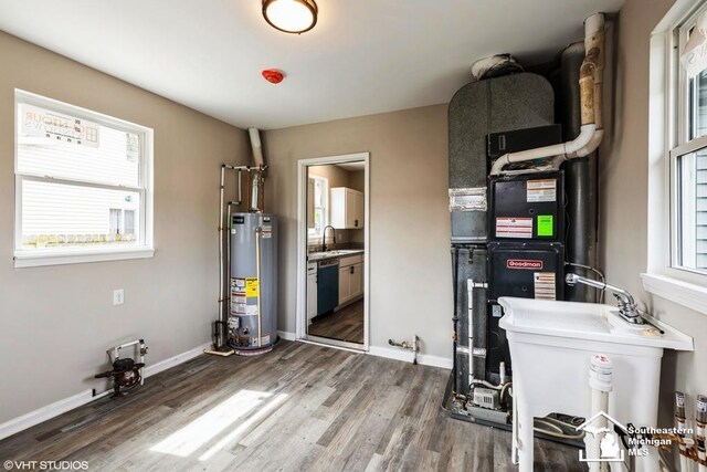 utilities with a sink and water heater