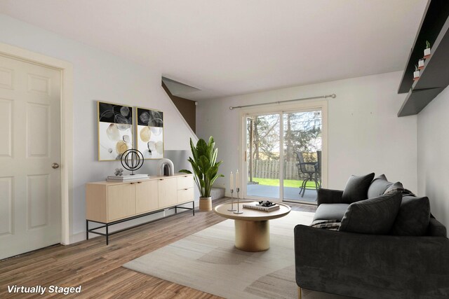 living area featuring light wood-type flooring
