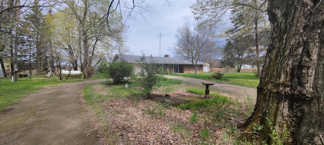 view of road with dirt driveway