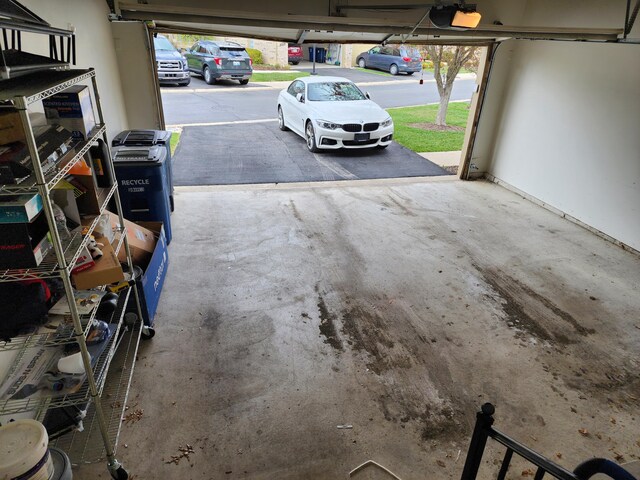 garage with a garage door opener